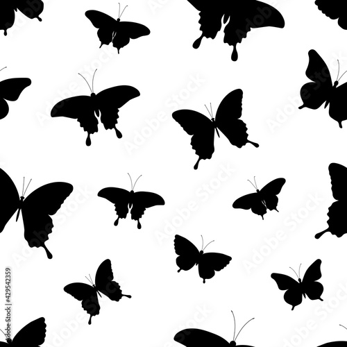 Seamless pattern butterflies silhouettes vector illustration © Ирина Шишкова