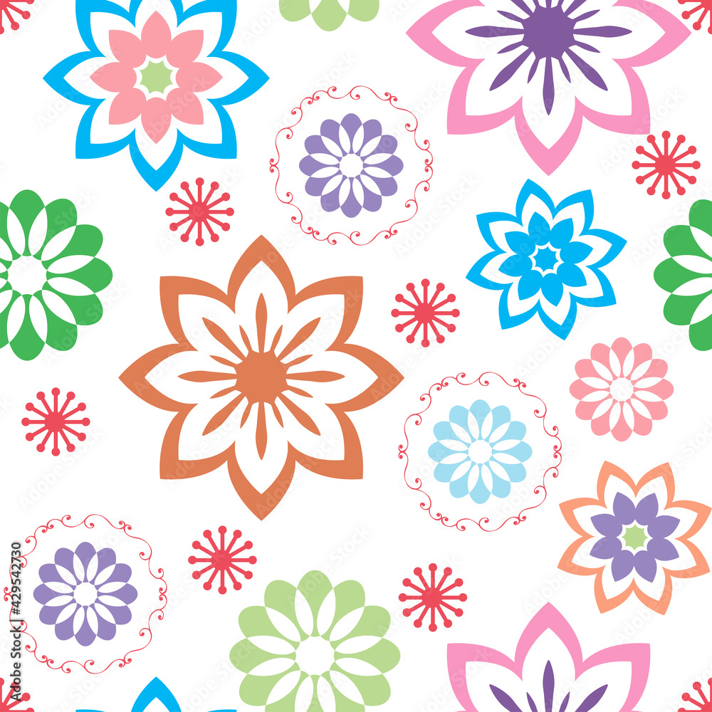 Floral pattern on a white background. Seamless ornament.
