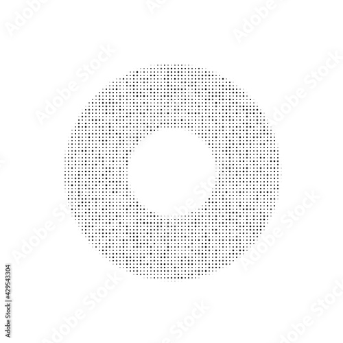 The record media symbol filled with black dots. Pointillism style. Vector illustration on white background