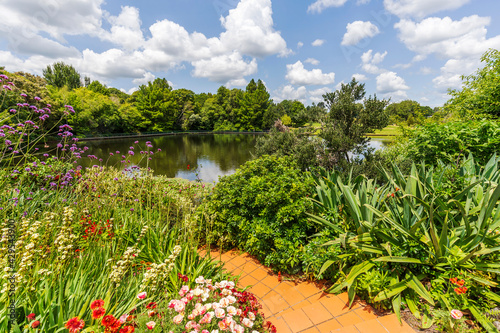 Beautiful pond in Hamilton Gardens, New Zealand