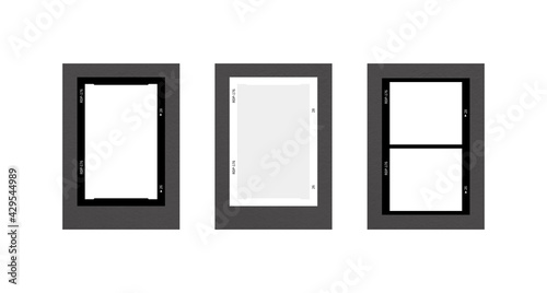 Black and white film frame illustration set.