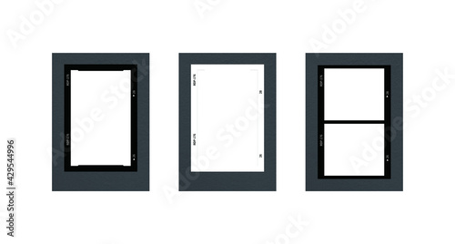 Black and white film frame illustration set.