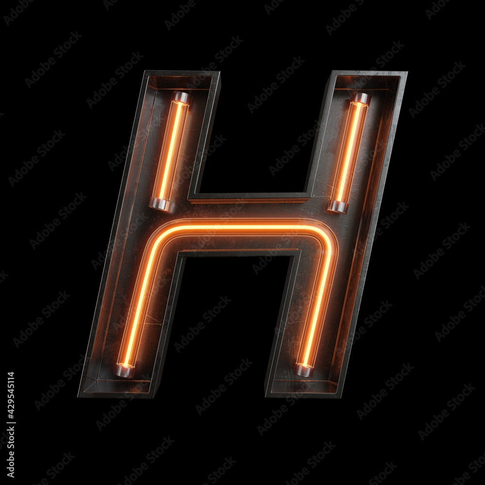 Neon Light Alphabet H with clipping path