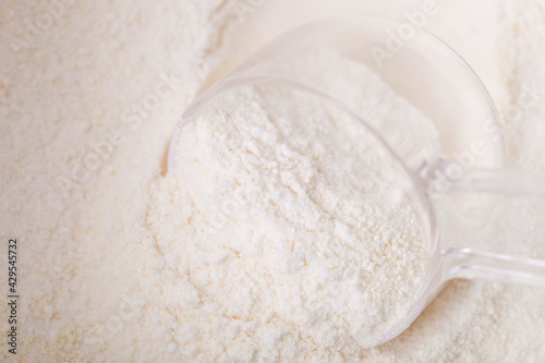 white protein powder in jar