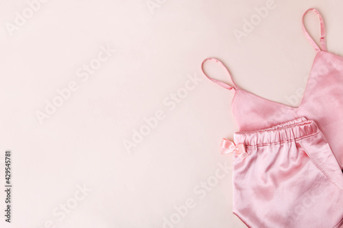 Pink satin female nightie