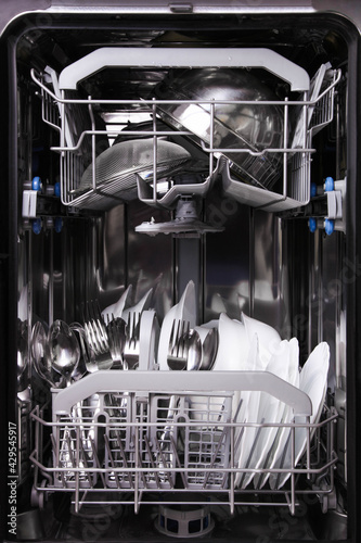 Open built-in dishwasher
