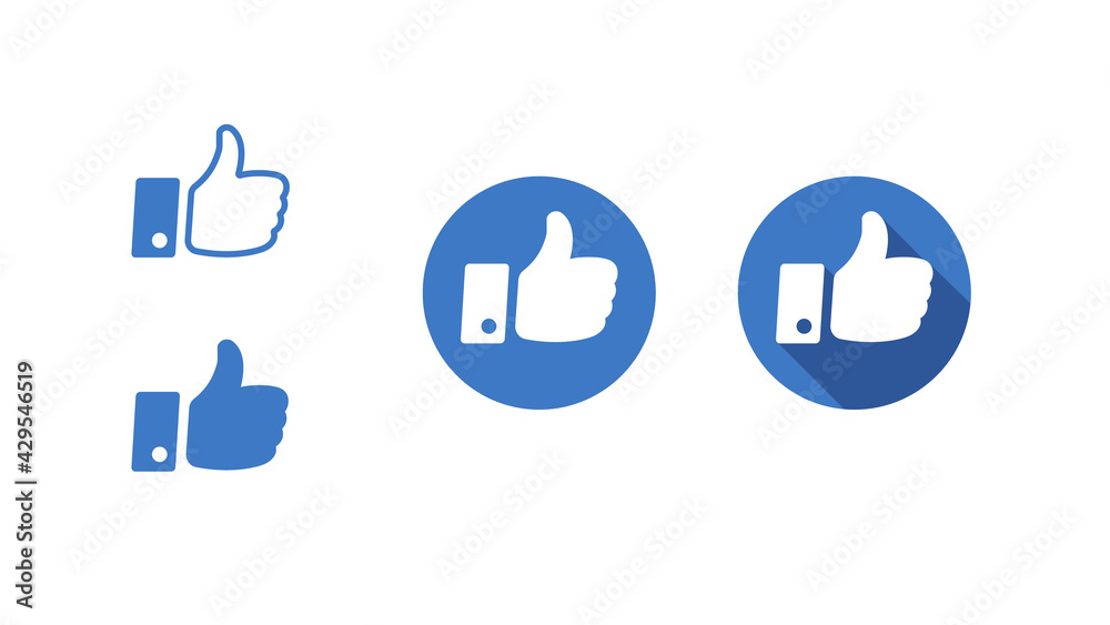 Vector illustration of symbol of finger up, thumbs up in flat style - I like it