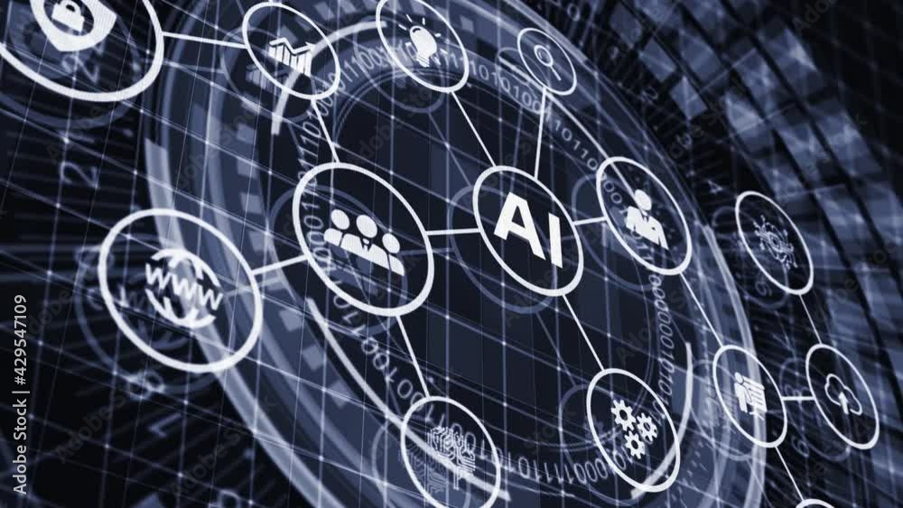Artificial intelligence (AI), machine learning and modern computer technologies concepts. Business, Technology, Internet and network concept.