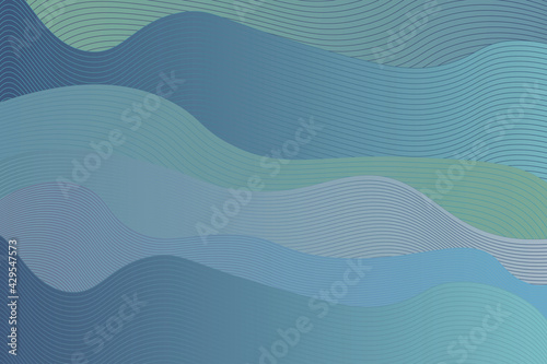 Fototapeta Naklejka Na Ścianę i Meble -  Abstract gradient waves background vector illustration. Blue tones lines flow pattern.  Backdrop banner with universal modern design.