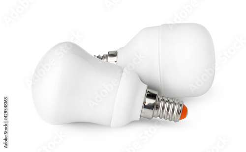 Two light bulbs isolated on white background