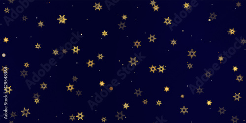 Gold snowflakes holiday seamless pattern.