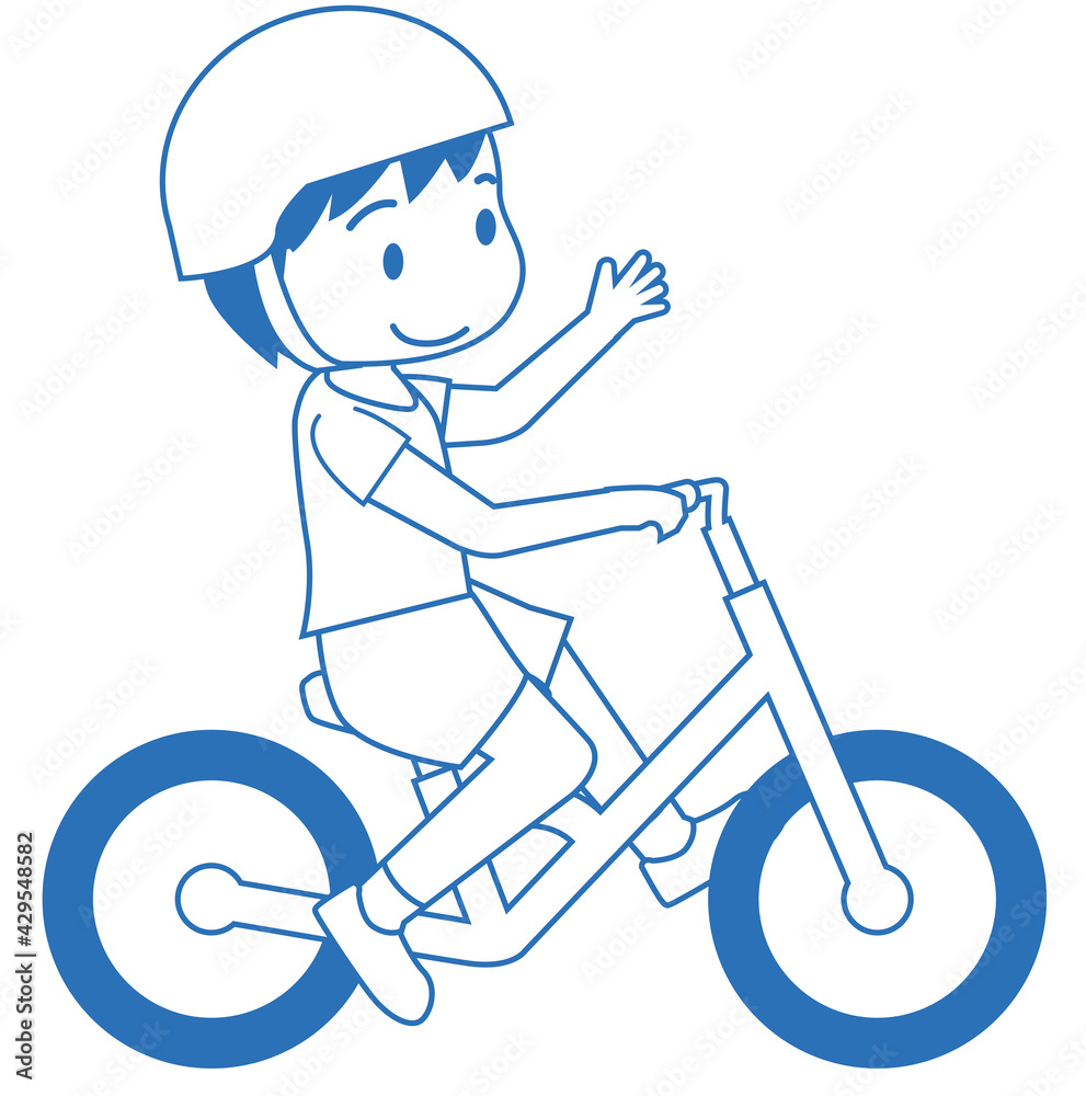 幼児用キックバイク ヘルメット人物男児男の子バランスバイクの線画イラスト自転車運動のイメージ Stock Vector Adobe Stock