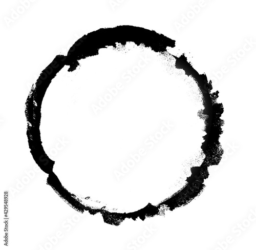Watercolor black circle on the white
