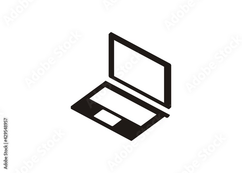 Hybrid laptop. Simple icon in black and white. © supirloko89