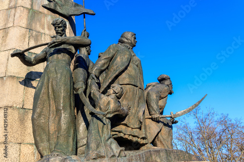 Monument to the heroes of the liberation war 1648-1654 (part of monument to Bohdan Khmelnytsky) in Chyhyryn, Ukraine photo