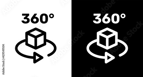 360 degree views rotation of vector box icon.