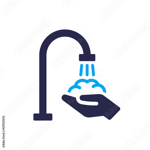 Wash hands with soap icon vector illustration.