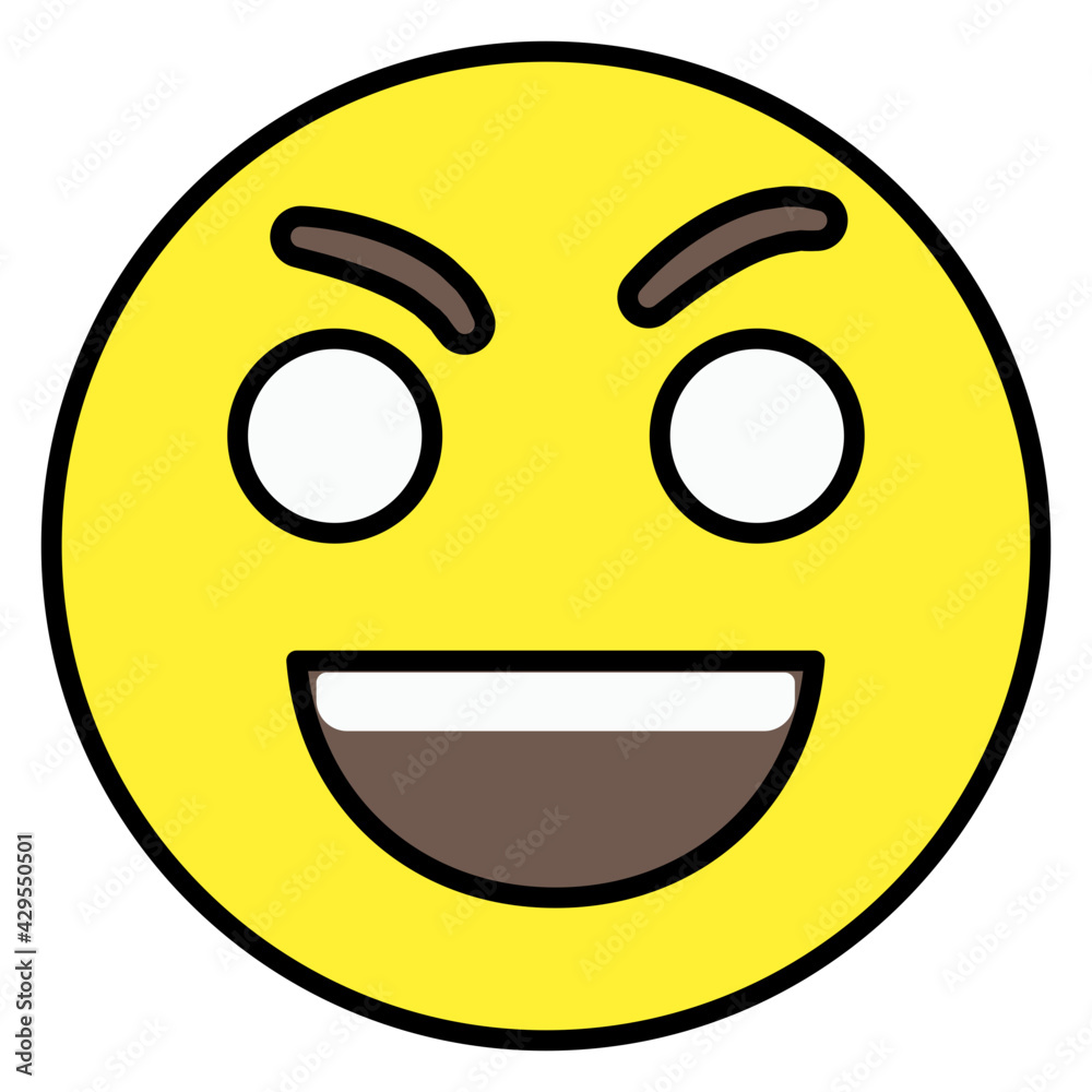 Fototapeta premium Face iexpression con, flat design of delighted emoji 