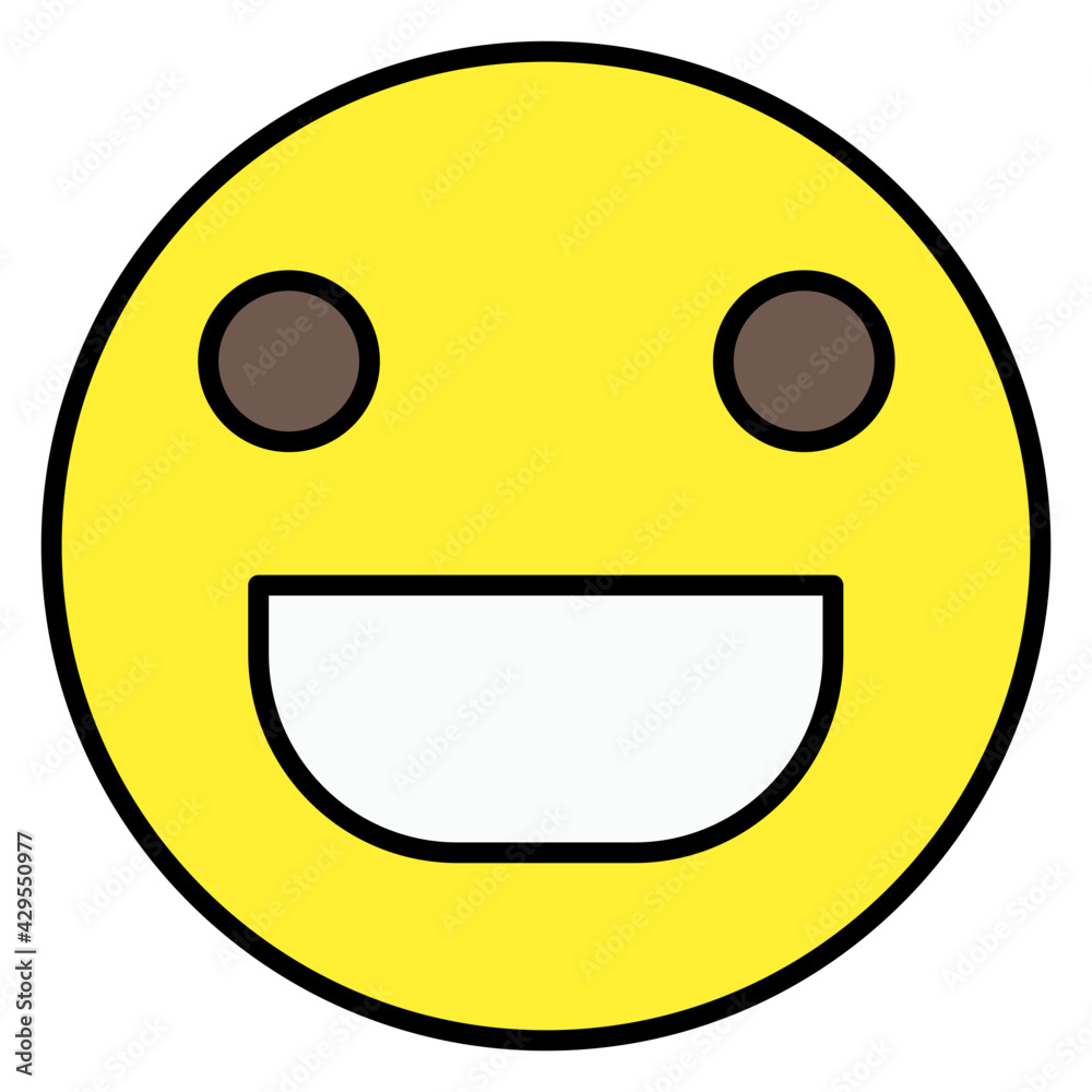 Editable flat design icon of grinning smiley 