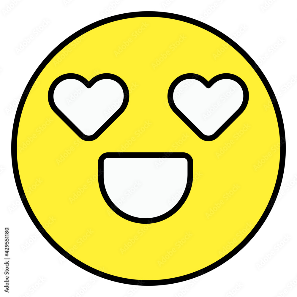 Vector design of heart eyes face in flat style Vector design of heart eyes face in flat style