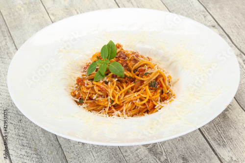 Italian traditional Pasta Bolognese with meat