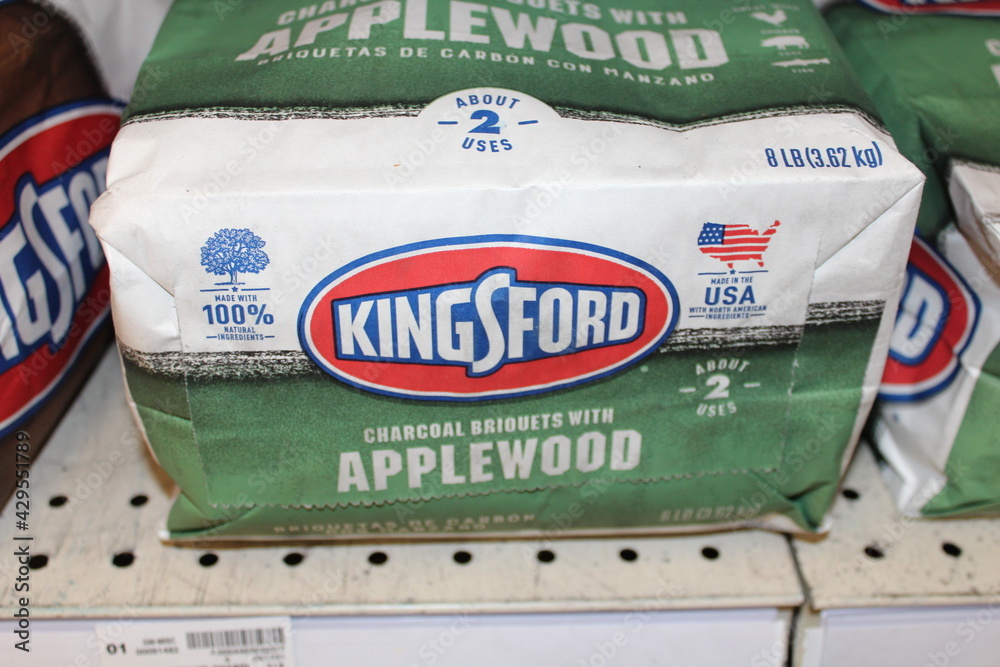Foto de Kingsford Apple Wood charcoal briquets shot closeup in a bag on