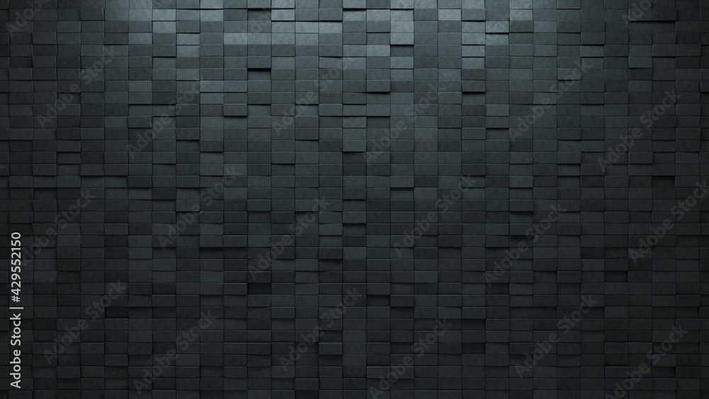 Semigloss Tiles arranged to create a 3D wall. Rectangle, Concrete Background formed from Futuristic blocks. 3D Render Semigloss Tiles arranged to create a 3D wall. Rectangle, Concrete Background formed from Futuristic blocks. 3D Render