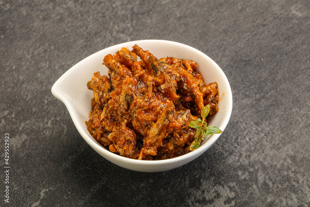 Canned anchovy in tomato sauce Canned anchovy in tomato sauce