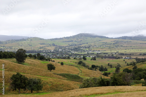 Views of the country town of Killarney in Queensland Australia. With rolling hills and green paddocks
