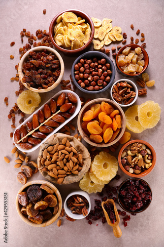 assorted of dried fruits- top view