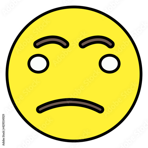 An editable design icon of frowning emoji 