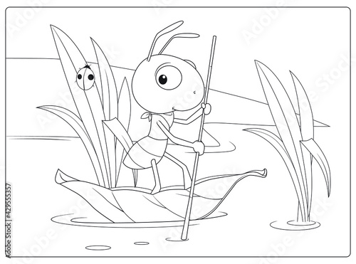 coloring pages for children andventure ant ,illustration vector best for colouring kid photo