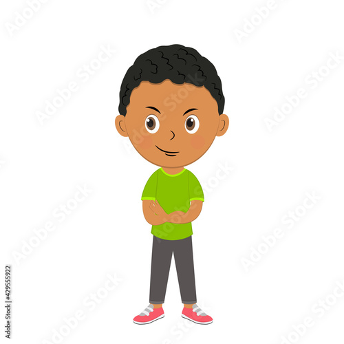 cute cartoon boy shows deceit