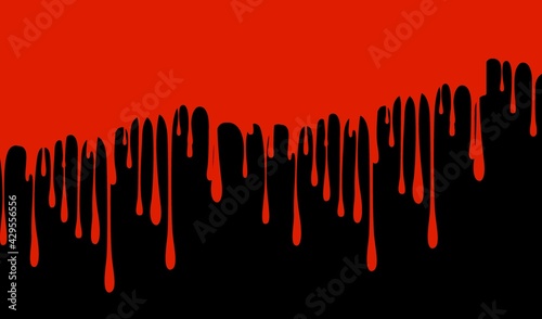 Dripping blood isolated on black background.