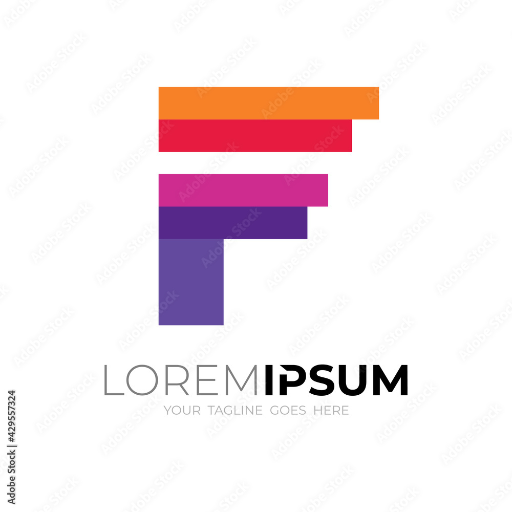 Abstract letter F logo with colorful design illustration Abstract letter F logo with colorful design illustration