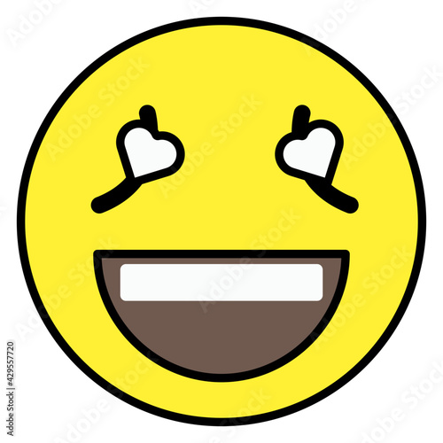 Emoticon face with smile and tears denoting joy emoji icon 
