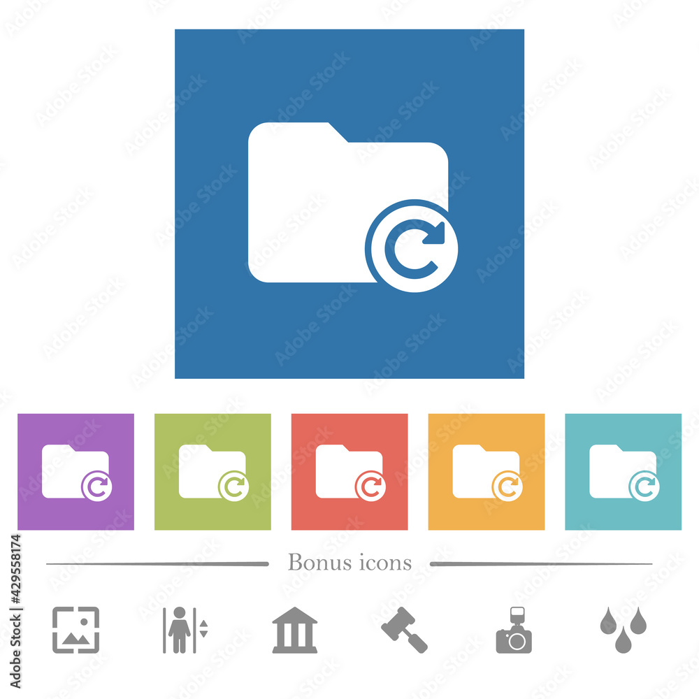 Fototapeta premium Redo directory last operation flat white icons in square backgrounds