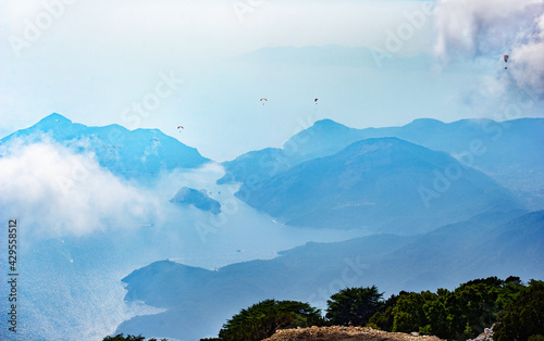 A large number of paragliders fly from Mount Babadag.Turkey photo