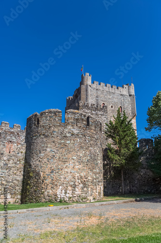 View at the exterior front facade tower at Castle of Braganca, an iconic monument building at the Braganca city, portuguese patrimony © Miguel Almeida
