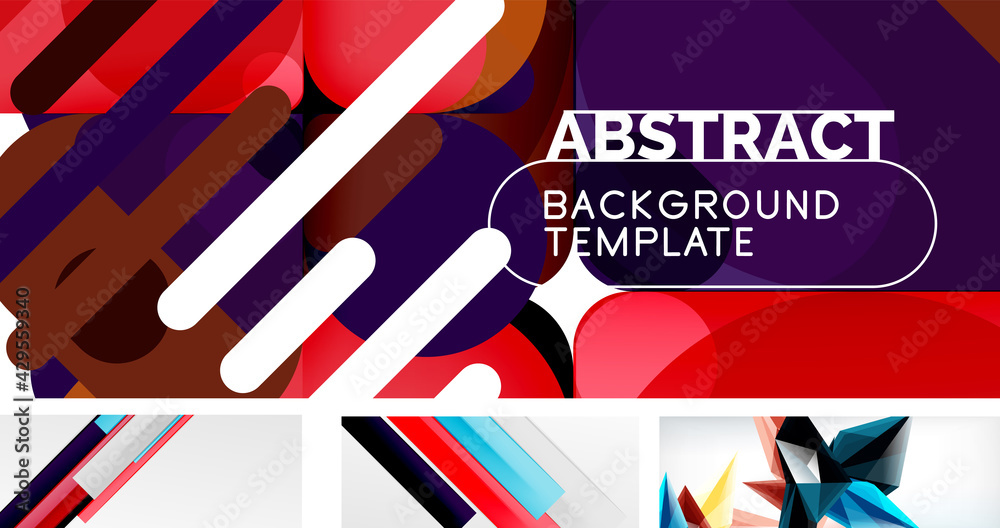 Vector abstract background set. Trendy modern geometric shapes