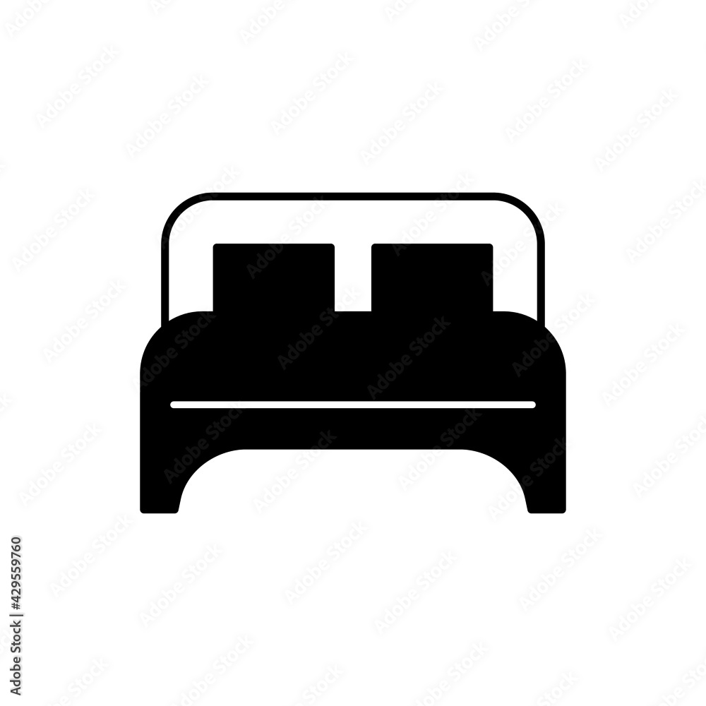 doublebed, twinbed icon in solid black flat shape glyph icon, isolated on white background doublebed, twinbed icon in solid black flat shape glyph icon, isolated on white background