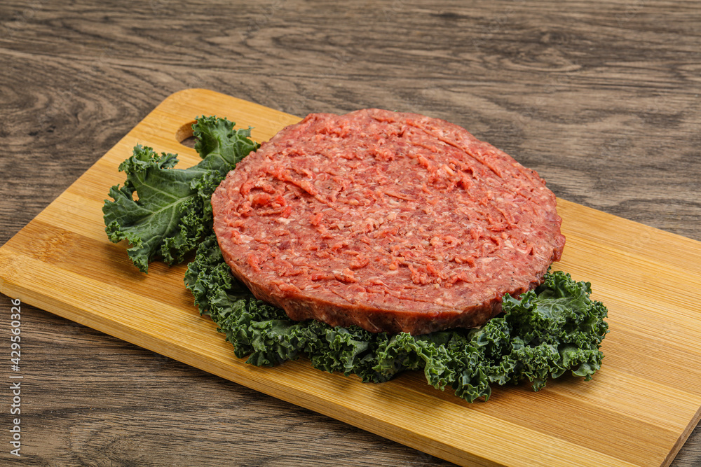 Raw beef burger cutlet for burger Raw beef burger cutlet for burger