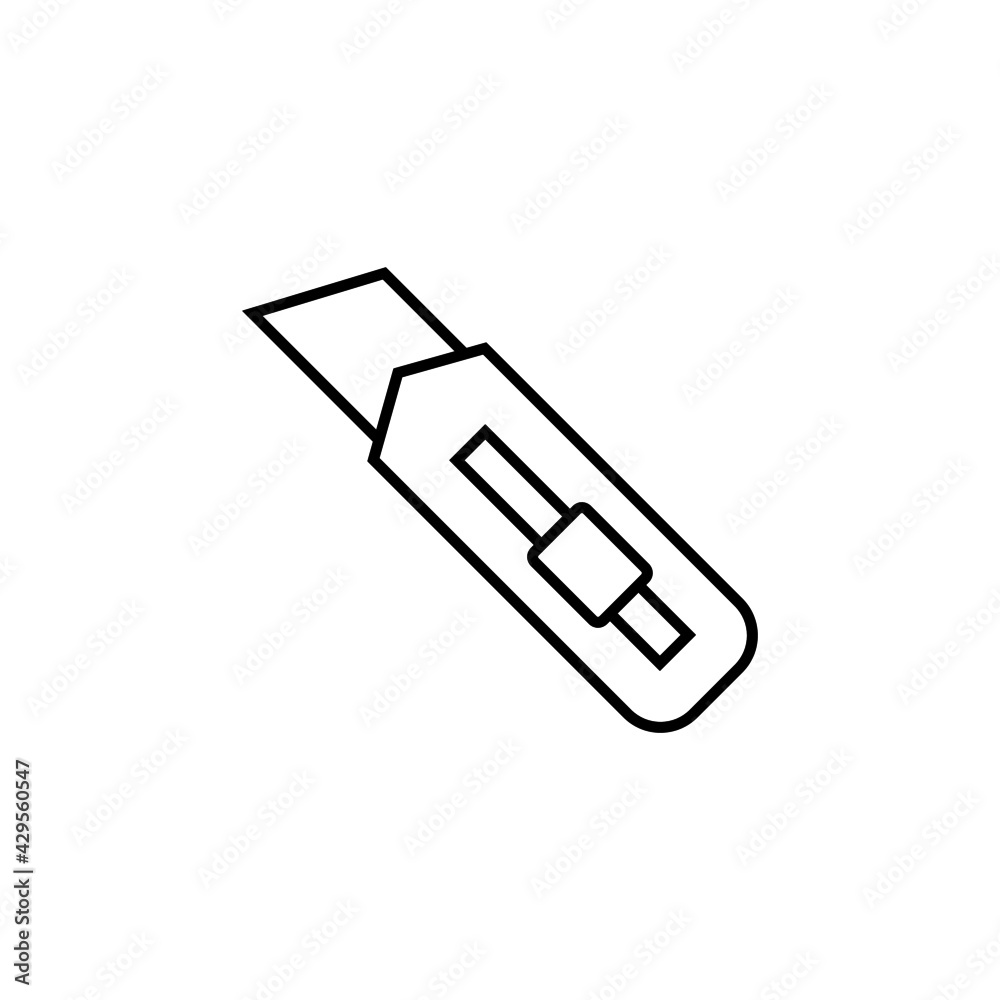 Cutter tool icon in flat black line style, isolated on white background Cutter tool icon in flat black line style, isolated on white background