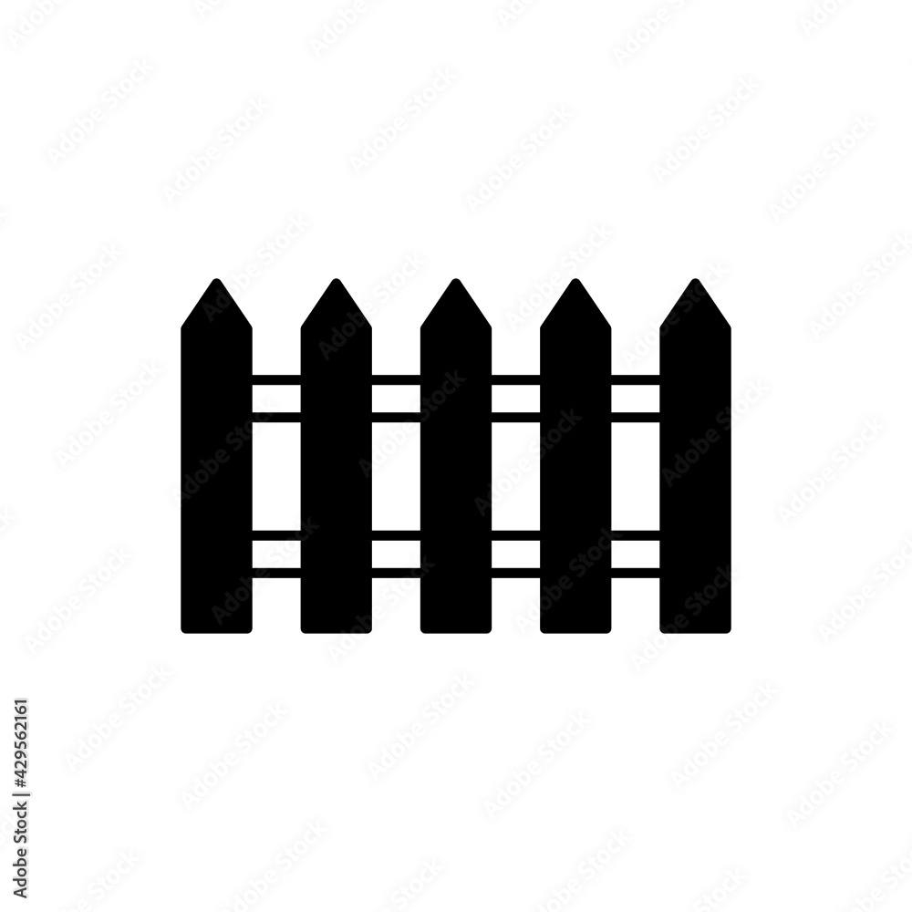 fence garden wood icon in solid black flat shape glyph icon, isolated on white background fence garden wood icon in solid black flat shape glyph icon, isolated on white background