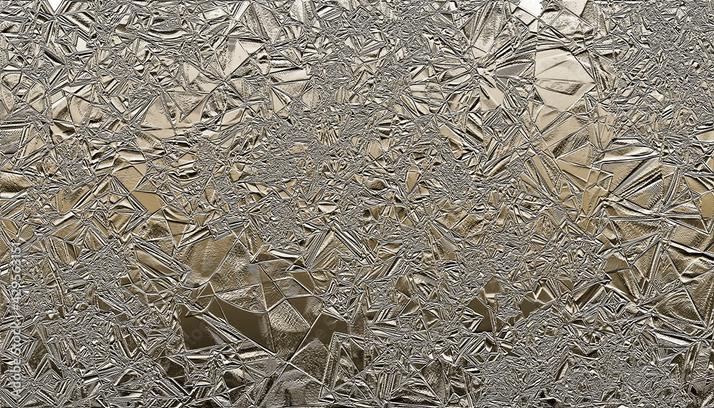 View of crusted foil aluminum texture background in gold shiny color. metal ...