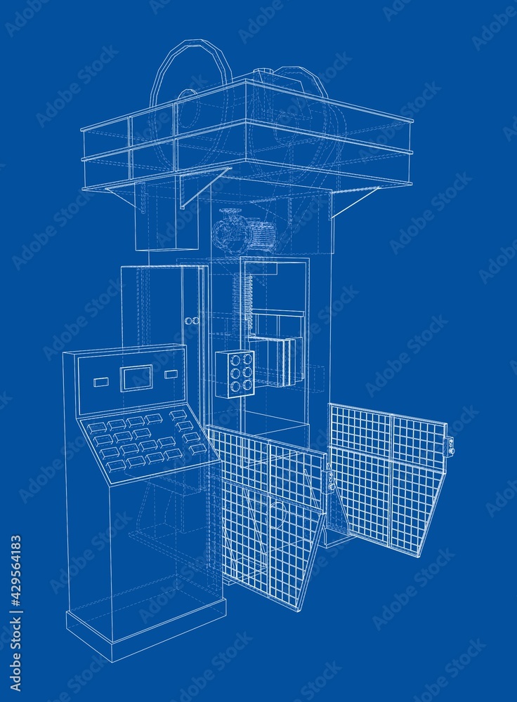 Hydraulic Press. Vector