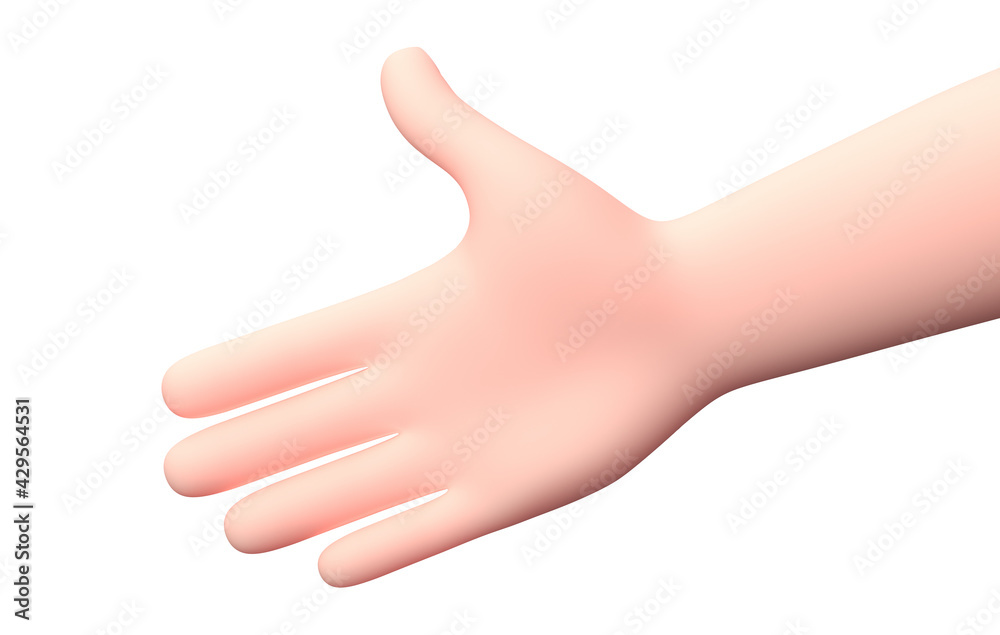 Lending a Hand Gesture. 3D Cartoon Character. Isolated on White