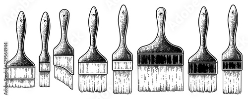 Vintage Paint Brushes Collection Hand drawn Sketch vector Illustration