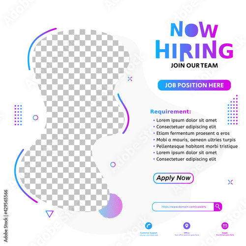 Digital banner for social media post. Job vacancy or hiring job template