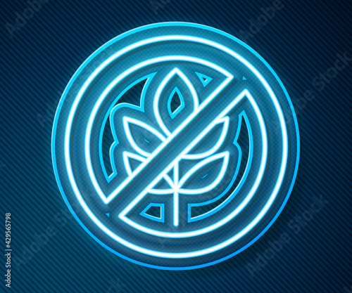 Glowing neon line Gluten free grain icon isolated Glowing neon line background. No wheat sign. Food intolerance symbols. Vector